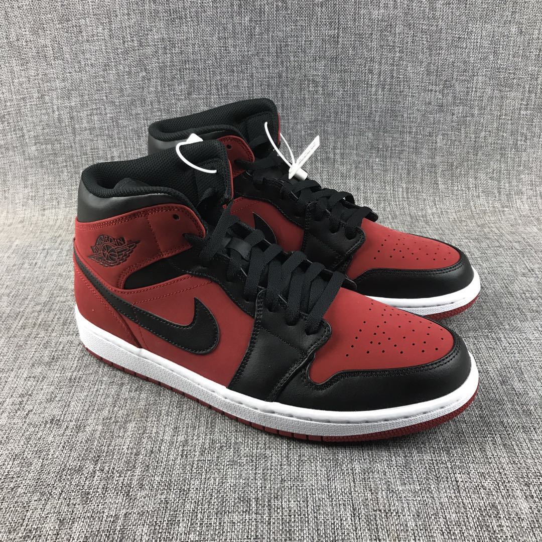 Men's Air Jordan 1 Mid Banned Red Black Shoes
